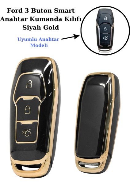 Ford Edge Smart Anahtar Kılıfı Siyah Gold 2016-2018