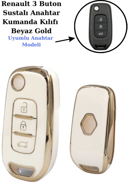 Renault Captur Sustalı Anahtar Kılıfı Beyaz 2013+