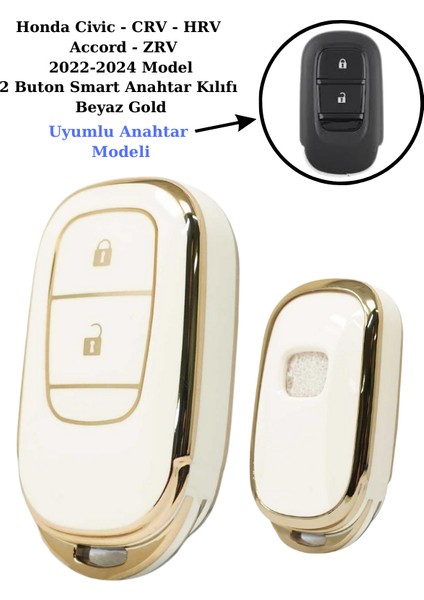Honda Civic Anahtar Kılıfı Beyaz 2 Buton 2022-2024