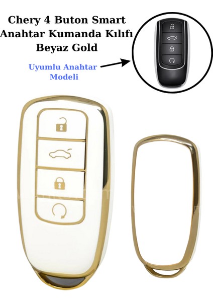 Chery Omoda 5 Smart Anahtar Kılıfı Beyaz Gold
