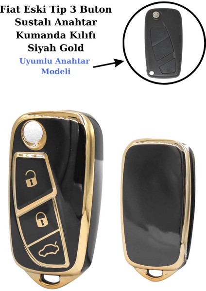 Fiat Stilo Anahtar Kılıfı Siyah Gold 2001-2009