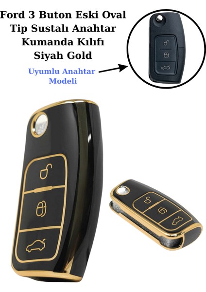 Ford Transit Courier Anahtar Kılıfı Siyah Gold 2014-2018