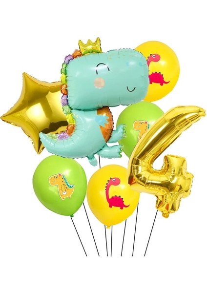Sayı-4 Karikatür Dinozor Doğum Günü Partisi Çocuklar Orman Dinozor Şekeri Çıkartmalar Balon Erkek Doğum Günü Parti Bardağı Plaka Bebek Duş Malzemeleri (Yurt Dışından)