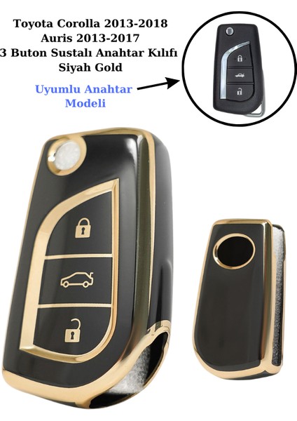 Toyota Corolla Anahtar Kılıfı Siyah Gold 2013-2018