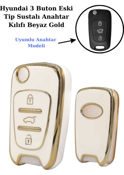 Kia Ceed Sustalı Anahtar Kılıfı Beyaz 3 Buton