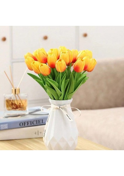 10 Adet (35 cm ) 35 cm Beyaz Lale Simülasyon Hissediyorum Lale Çiçek Ev Dekorasyon Süsler Düğün Fotoğrafçılığı Sahne Sahte Çiçekler 10 Adet (Yurt Dışından)