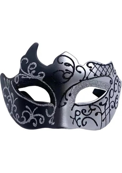 Siyah Gümüş Zarif Rahat Moda Desen Parti Bar Masquerade Yüz Kapak Festival Için Yarım Yüz Kapak Parti Yüz Kapatma