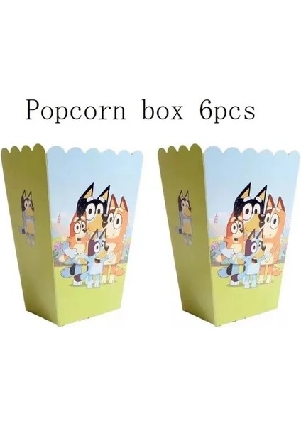 Patlamış Mısır Kutusu 6 Adet Bruy Tema Parti Malzemeleri Kağıt Tabak Bardak Afiş Masa Örtüsü Bebek Duş Doğum Günü Pastası Dekorasyon Tek Kullanımlık Sofra (Yurt Dışından)