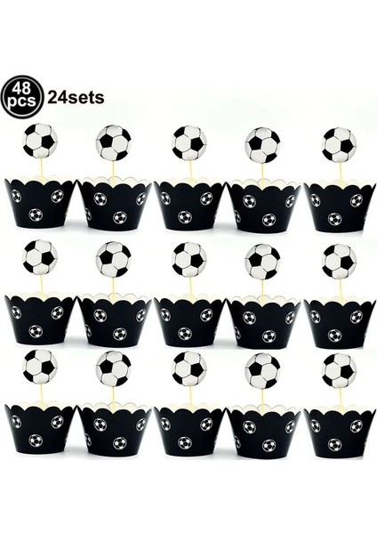 24 Takım Kek Dekor 1 Adet 108 x 180 cm Langırt Örtüsü Futbol Temalı Masa Örtüsü Futbol Parti Masa Örtüsü Plakaları Erkek Futbol Doğum Günü Partisi Malzemeleri (Yurt Dışından)