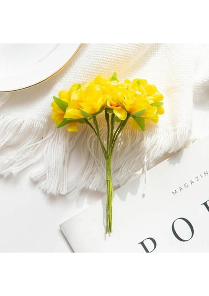Sarı 18 Parça 18 Adet Yapay Çiçekler Buket Ercik Düğün Parti Noel Süslemeleri Ev El Yapımı Çelenk Hediye Karalama Defteri Zanaat Sahte Bitki (Yurt Dışından)