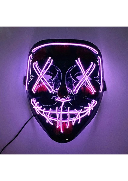 02 Cadılar Bayramı Renkli Işık Up Korkunç Maske Aydınlık Led Tasfiye Maskesi Tam Yüz Cosplay Bar Parti Parlayan Maske Rave Festivali Malzemeleri fırsatları