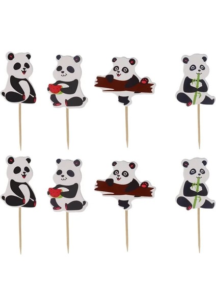 Kek TOPPER-24PC Panda Tema Çocuk Doğum Günü Partisi Malzemeleri Bambu Kağıt Saman Tabaklar Bardaklar Banner Kek Toppers Tek Kullanımlık Sofra Erkek Bebek Duş (Yurt Dışından)