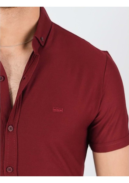 Erkek Likralı Kırmızı Kısa Kol Gömlek fiyatları