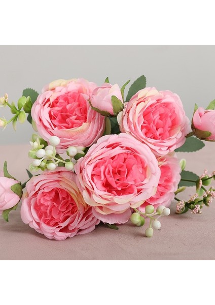 16 2022 Güzel Gül Şakayık Yapay Ipek Çiçekler Küçük Buket Flores Ev Partisi Bahar Düğün Dekorasyon Sahte Çiçek (Yurt Dışından)