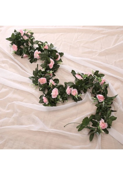 Gül Kırmızı Ipek Yapay Gül Asma Asılı Çiçekler Duvar Dekorasyonu Için Rattan Sahte Bitkiler Çelenk Bırakır Romantik Düğün Ev Dekorasyon (Yurt Dışından)