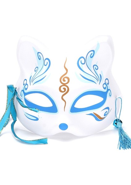 Mavi Bilinmeyen Tilki Anime Tilkiler Maskesi Japon Cosplay Rave El-boyalı Karikatür Şeytan Avcısı Yarım Yüz Kedi Maskeleri Masquerade Festivali Parti Sahne