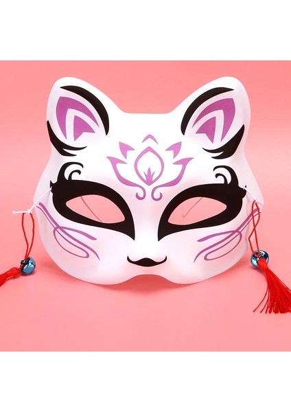 Mavi Bilinmeyen Tilki Anime Tilkiler Maskesi Japon Cosplay Rave El-boyalı Karikatür Şeytan Avcısı Yarım Yüz Kedi Maskeleri Masquerade Festivali Parti Sahne fırsatları