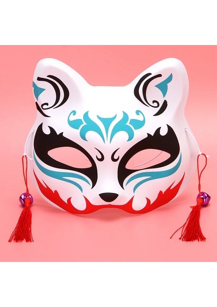 Mavi Bilinmeyen Tilki Anime Tilkiler Maskesi Japon Cosplay Rave El-boyalı Karikatür Şeytan Avcısı Yarım Yüz Kedi Maskeleri Masquerade Festivali Parti Sahne indirimleri