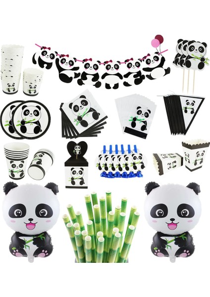 Kağıt SAMAN-25PCS Panda Doğum Günü Folyo Balonlar Doğum Günü Partisi Dekorasyon Çocuklar Kağıt Kutu Çanta Bardak Hayvan Şişme Balon Bebek Duş Dekor (Yurt Dışından) fiyatları