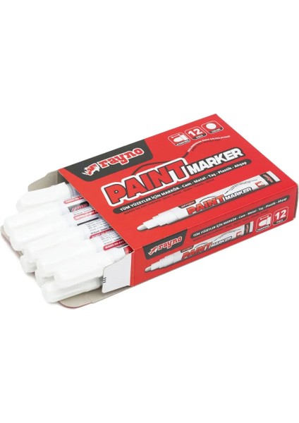 12 Adet Paint Marker Cam , Metal , Taş , Plastik , Ahşap Tüm Yüzeyler Için Silinmez Yazı Kalemi