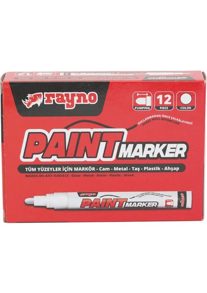 12 Adet Paint Marker Cam , Metal , Taş , Plastik , Ahşap Tüm Yüzeyler Için Silinmez Yazı Kalemi