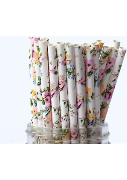 Tutku 25 Adet 25/50/100 Adet Romantik Kağıt Pipetler Biyobozunur Vintage Retro Çiçek Içme Kağıt Pipetler Noel Dekorasyon Düğün Etkinlikleri (Yurt Dışından) fiyatları