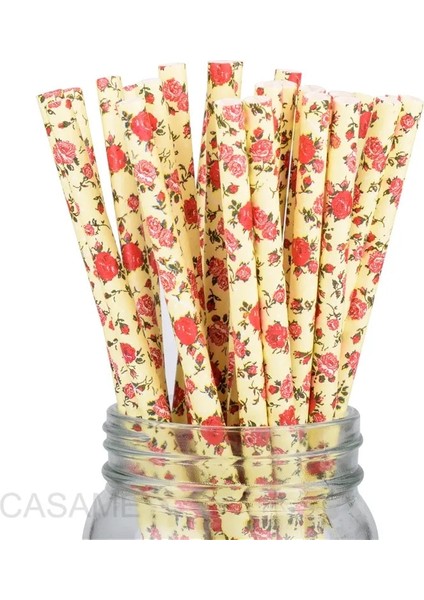 Tutku 25 Adet 25/50/100 Adet Romantik Kağıt Pipetler Biyobozunur Vintage Retro Çiçek Içme Kağıt Pipetler Noel Dekorasyon Düğün Etkinlikleri (Yurt Dışından) indirimleri