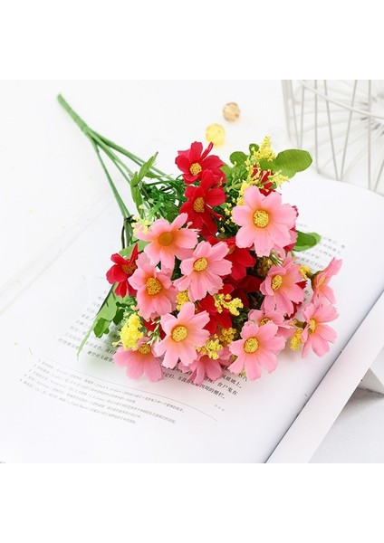 Pembe 7 Çatal / Buket Yapay Gerbera Papatya Çiçek Buketi Ev Bahçe Dekorasyonu Için Dıy Düğün Kemerler Çiçek Duvar Gelin Buketi (Yurt Dışından)