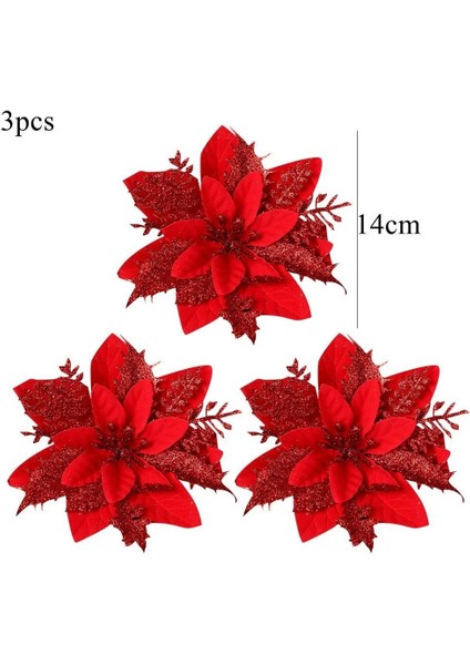 3 Adet Karışık 1 3 Adet Noel Çiçekleri Kırmızı Altın Bling Çiçek Başları Noel Ev Ağacı Süslemeleri Navidad Parti Masa Ayarı Dekor Malzemeleri (Yurt Dışından) modelleri