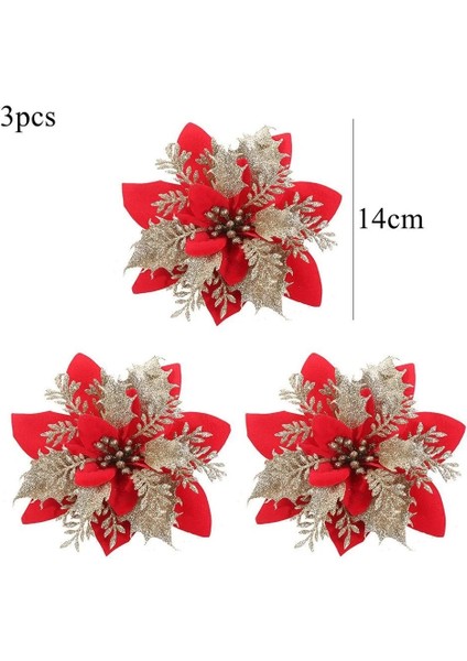 3 Adet Karışık 1 3 Adet Noel Çiçekleri Kırmızı Altın Bling Çiçek Başları Noel Ev Ağacı Süslemeleri Navidad Parti Masa Ayarı Dekor Malzemeleri (Yurt Dışından) fırsatları