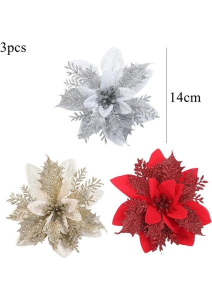 3 Adet Karışık 1 3 Adet Noel Çiçekleri Kırmızı Altın Bling Çiçek Başları Noel Ev Ağacı Süslemeleri Navidad Parti Masa Ayarı Dekor Malzemeleri (Yurt Dışından) indirimleri