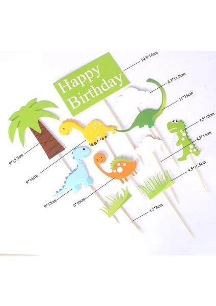 11 Adet Toppers Dinozor Sofra Kağıt Bardaklar Tabaklar Çocuklar Için Çocuk Roar Doğum Günü Partisi Süslemeleri Dino Balon (Yurt Dışından)