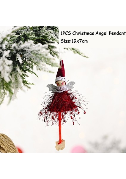 04-Kırmızı 2023 Noel Peluş Melek Bebek Sevimli Şapka ile Noel Ağacı Süs Noel Ev Dekorasyonu Bebek Kolye 2022 Çocuk Yeni Yeargift (Yurt Dışından)