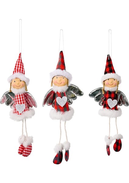 04-Kırmızı 2023 Noel Peluş Melek Bebek Sevimli Şapka ile Noel Ağacı Süs Noel Ev Dekorasyonu Bebek Kolye 2022 Çocuk Yeni Yeargift (Yurt Dışından)