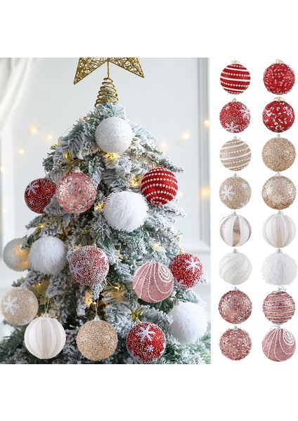 Beyaz 4 4 Adet 2/4 Adet 8 cm Noel Ağacı Asılı Toplar Payetli Parlak Top Kolye Noel Ağacı Ev Partisi Asılı Süslemeleri Yeni Yıl 2023 (Yurt Dışından)