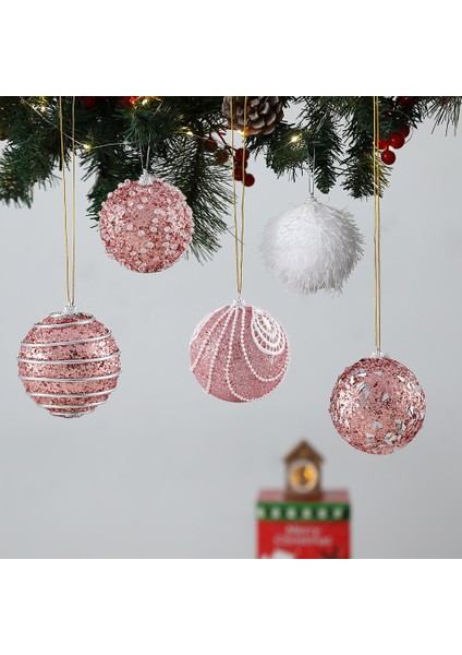 Beyaz 4 4 Adet 2/4 Adet 8 cm Noel Ağacı Asılı Toplar Payetli Parlak Top Kolye Noel Ağacı Ev Partisi Asılı Süslemeleri Yeni Yıl 2023 (Yurt Dışından)