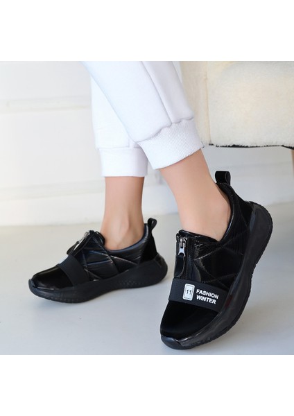 Siyah Paraşüt Siyah Tabanlı Kadın Sneaker Ayakkabı