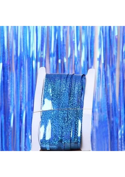 Mavi 1 M x 2 M Parti Zemin Perdeleri Glitter Altın Tinsel Folyo Saçak Perde Zemin Doğum Günü Düğün Hawaii Noel Partisi Dekorasyon (Yurt Dışından)