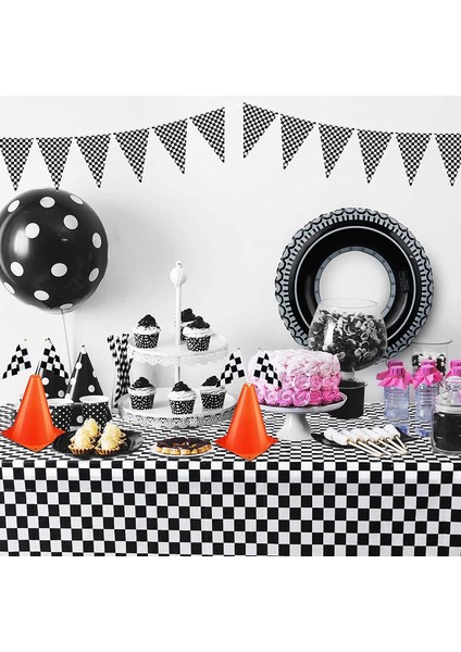 1 Adet Balon 1 Takım 137X274 cm Siyah Beyaz Yarış Masa Örtüsü Motosiklet Yarış Arabası Tema Masa Örtüsü Plaka Fincan Yarış Doğum Günü Partisi Malzemeleri (Yurt Dışından) indirimleri