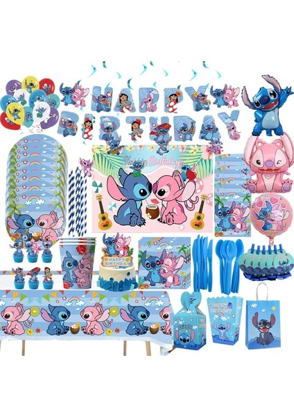 Kaşık 10 Adet Disney Karikatür Lilo ve Stitch Doğum Günü Partisi Malzemeleri Dikiş Çocuk Süslemeleri Kağıt Tabak Balonlar Sofra Bebek Duş Malzemeleri (Yurt Dışından)