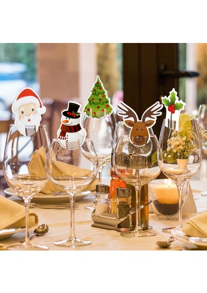 Yeşil Boynuzlar 10 Adet Yeni Noel Süslemeleri Şarap Cam Şapkalar Kart Şampanya Kırmızı Şarap Noel Şapka Kart Dekorasyon Parti Tatil Süslemeleri (Yurt Dışından)