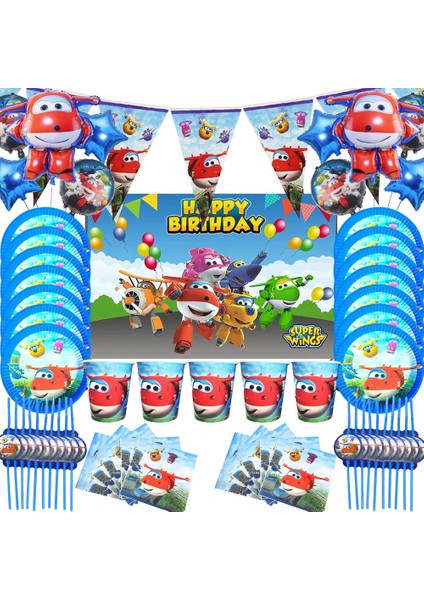 GIFTBAG-10PCS Süper Kanatları Çocuk Doğum Günü Partisi Dekorasyon Tek Kullanımlık Plaka Jett Alüminyum Film Balon Karikatür Jet Uçağı Bebek Duş Malzemeleri (Yurt Dışından) fiyatları