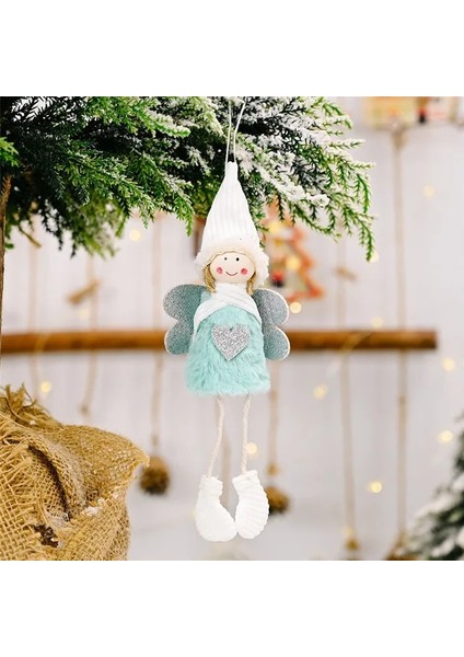 09-Mavi 2023 Noel Peluş Melek Bebek Sevimli Şapka ile Noel Ağacı Süsleme Noel Ev Dekorasyonu Bebek Kolye 2022 Çocuk Yeni Yeargift (Yurt Dışından)