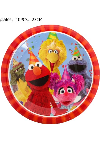 Kek TOPPER-24PCS Susam Sokağı Parti Malzemeleri Elmo Tema Tek Kullanımlık Sofra Fincan Plaka Hediye Çantası Balon Bebek Duş Çocuk Doğum Günü Partisi Dekoru (Yurt Dışından)