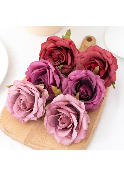 Gül Pembe 5 Adet Gül Kafaları Yapay Ipek Çiçekler Düğün Ev Partisi Doğum Günü Noel Pastası Dekorasyon Dıy Çelenk Beyaz Sahte Çiçek (Yurt Dışından)
