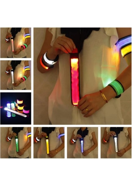 Beyaz 35 cm 1 Pc Doğa Sporları Gece Koşu Kol Bandı LED Işık Emniyet Kemeri Kol Bacak Uyarı Bileklik Bisiklet Bisiklet Bisiklet Parti Glow Prop Sw (Yurt Dışından) fiyatları