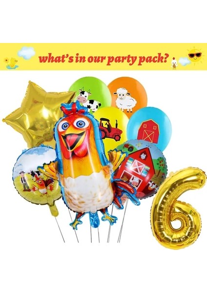 Balon Suit-6-9pcs Çiftlik Hayvanları Parti Dekorasyon Balonları Karikatür Inek Tavuk Domuz Kağıt Sofra Zemin Bebek Duş Çocuklar Doğum Günü Partisi Malzemeleri (Yurt Dışından)