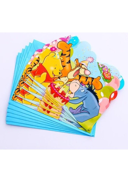 Card-6 Adet Disney Winnie The Pooh Parti Malzemeleri Tek Kullanımlık Sofra Doğum Günü Süslemeleri Kağıt Peçete Plaka Bardak Masa Örtüsü Lateks Balon (Yurt Dışından)