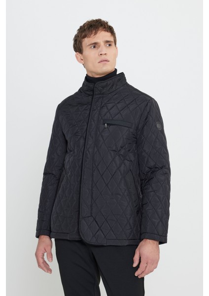 Standart Fit Normal Kesim Dik Yaka Desenli Overcoat