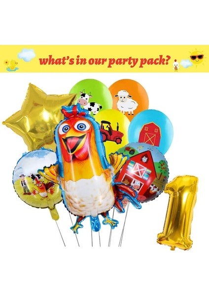 Balon Suit-1-9pcs Çiftlik Hayvanları Parti Dekorasyon Balonları Karikatür Inek Tavuk Domuz Kağıt Sofra Zemin Bebek Duş Çocuklar Doğum Günü Partisi Malzemeleri (Yurt Dışından)